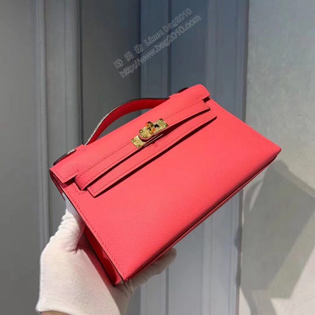 Hermes女包 愛馬仕Kelly pochette一代手包 原廠epsom皮 唇膏粉/金扣 手工蠟線 Hermes手提女包  am1728